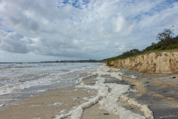 Kingscliff Beach erosion and storm damage from Cyclone Alfred, Northern Rivers, New South Wales,...