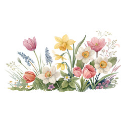 Vibrant Floral Bouquet with Tulips, Daisies, and Daffodils