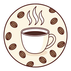 Colorful Steaming Espresso with Coffee Beans