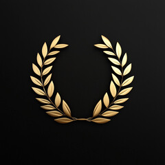 Fototapeta premium Golden laurel leaves form a wreath symbol of victory and award