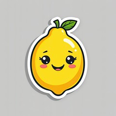 Cute cartoon Lemon vector illustration with smiling faces, a fun, healthy fruit icon