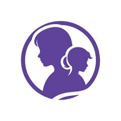 kids silhouette vector line art logo design