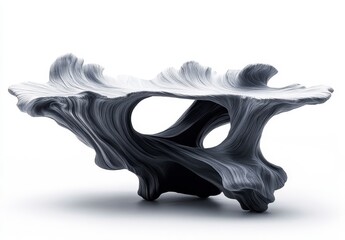 Naklejka premium Abstract Black and Gray Stone Sculpture Table Modern Contemporary Art