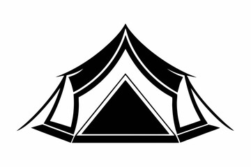 camping tent line art silhouette vector illustration	