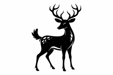 deer line art silhouette vector illustration	