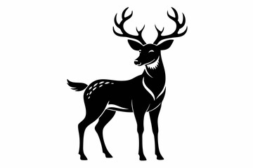 deer line art silhouette vector illustration	