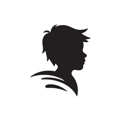 kids silhouette vector line art logo design