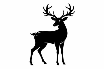 deer line art silhouette vector illustration	
