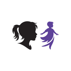 kids silhouette vector line art logo design