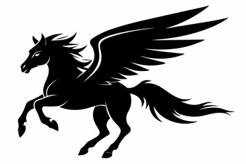 flying pegasus line art silhouette vector illustration	