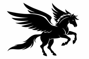 flying pegasus line art silhouette vector illustration	