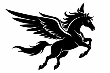 flying pegasus line art silhouette vector illustration	