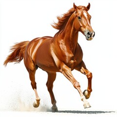 Obraz premium Chestnut Horse Running on White Background