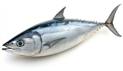 Close Up View of a Fresh Tuna Fish on White Background