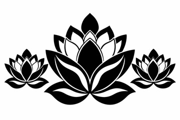 set of four lotus flowers line art silhouette vector illustration