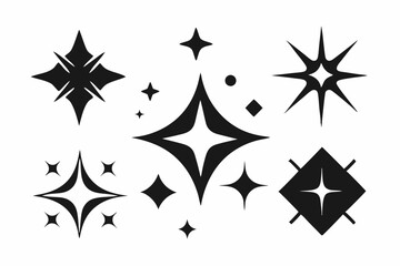 Obraz premium set of star sparkles icons line art silhouette vector illustration