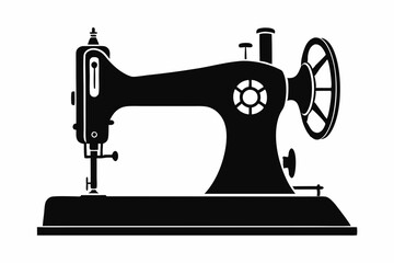 sewing machine line art silhouette vector illustration