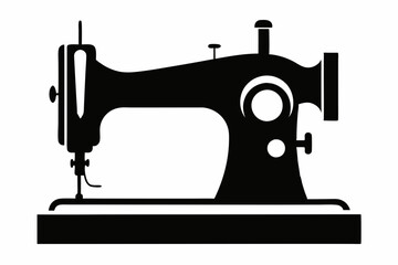 sewing machine line art silhouette vector illustration