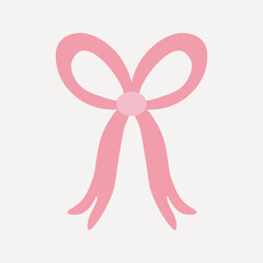 Pink ribbon bow hair accessory. Flat Design Vector 