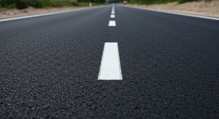 New Asphalt Road Construction - Clean asphalt road, new infrastructure, modern construction, clear markings, travel journey