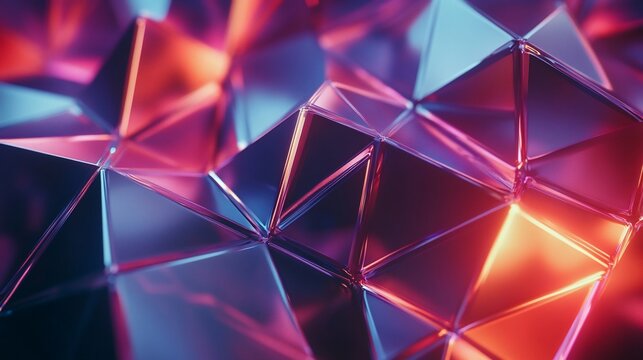 Abstract low polygon background with red and blue gradient color scheme
