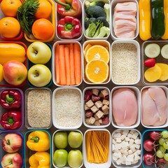 Colorful Meal Prep Ingredients Organized in Storage Containers