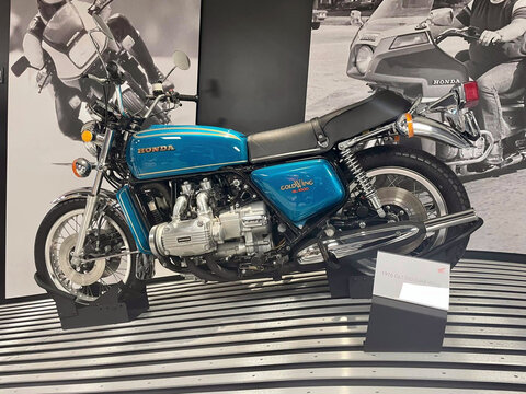 Honda GL1000 Gold Wing motorcycle on display in Los Angeles, California, USA. May 28, 2022 honda atc ​​90 tricycle