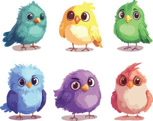 set of cartoon bird