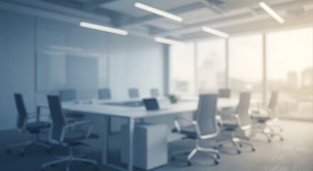 Abstract blurred office interior room. blurry working space with defocused effect. use for background or backdrop in business concept