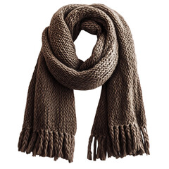 Chunky Knit Scarf with Tasseled Ends Isolated on Transparent Background
