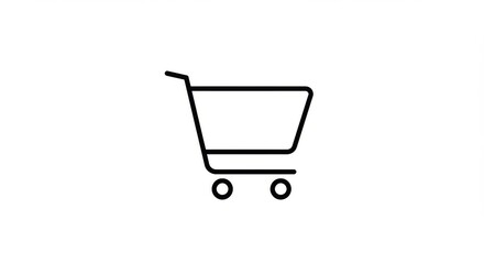 Simple Shopping Cart Icon - Clean line art illustration of a shopping cart, ideal for websites and apps