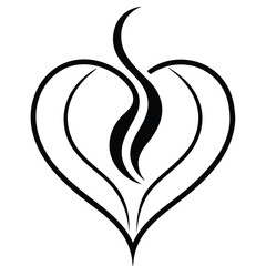 Line Art Steam Swirls into Heart