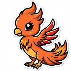 Cute Cartoon Bird with Vibrant Wings and Charming Expression