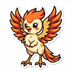 Cute Cartoon Bird with Vibrant Wings and Charming Expression