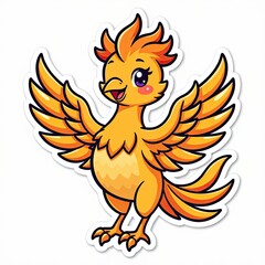 Obraz premium Cute Cartoon Bird with Vibrant Wings and Charming Expression