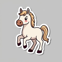 Obraz premium A cute brown cartoon pony gallops, an isolated vector animal illustration