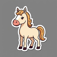 Fototapeta premium A cute brown cartoon pony gallops, an isolated vector animal illustration