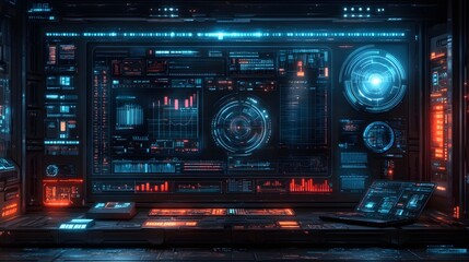 Data analysis work scenario under cool toned lighting