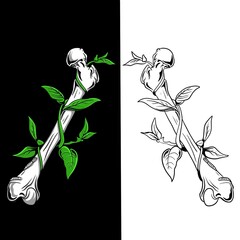 Plants attached to the leg bones