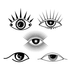 Unique collection of minimalist eye designs showcasing various styles and elements