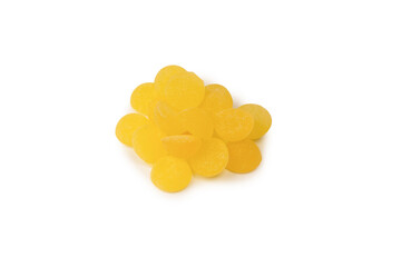 Bright citrus lollipops isolated on a white background.