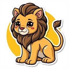 Cute Cartoon Lion Character with Big Eyes and Friendly Smile