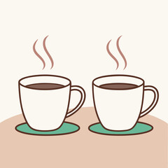 Minimalist Line Art of Tea and Coffee Cups – Elegant Duo