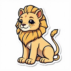 Cute Cartoon Lion Character with Big Eyes and Friendly Smile