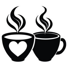 Steaming Tea and Coffee Cups Silhouette – A Perfect Pair
