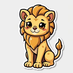 Obraz premium Cute Cartoon Lion Character with Big Eyes and Friendly Smile