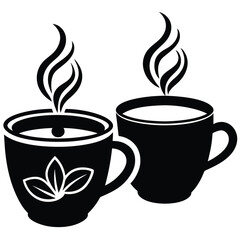Steaming Tea and Coffee Cups Silhouette – A Perfect Pair