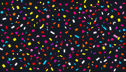 Colorful confetti seamless background, one line art. White tone