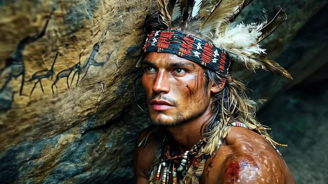 ancient man in cave, neanderthal, cro-magnon, homo sapiens, prehistoric times, stone age, guy, caveman, hunter, warrior, mountains, life of primitive people
