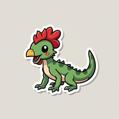 Fototapeta premium A cute cartoon rooster, a funny farm bird with a happy smile, waving its tail